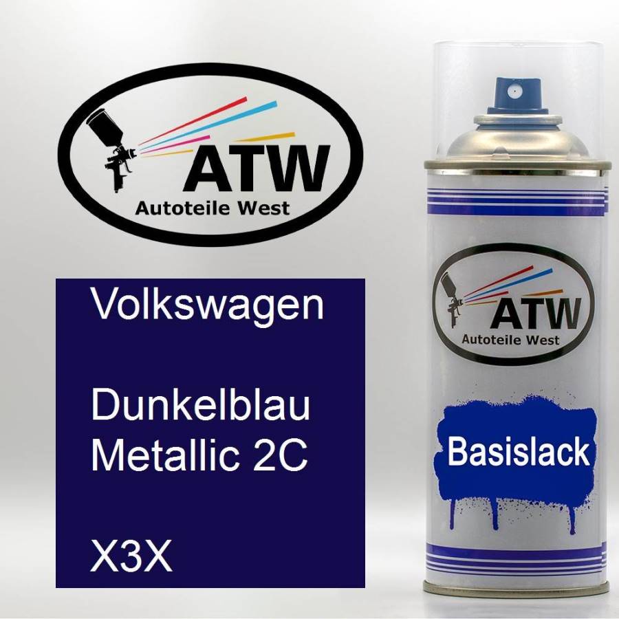 Volkswagen, Dunkelblau Metallic 2C, X3X: 400ml Sprühdose, von ATW Autoteile West.